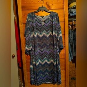Chevron Patterned Dress in Blue and Purple